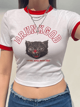 Kurzes Ringer-T-Shirt mit Animalprint