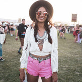 Süße Macaron Farbe Low Rise Distressed Denim Shorts - Pink