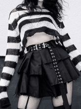 Kurzer Pullover mit Streifen im Used-Look