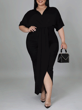 Vestido largo de color liso con cuello en V