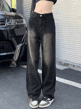 Gerade Cargojeans im Vintage-Look mit verblasster Waschung