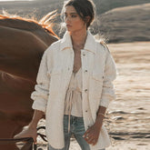 Fluffy Long Sleeve Fur Shacket - Beige