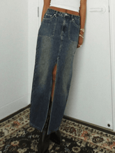 Maxi-Jeansrock mit Schlitz vorne