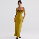 Slip Abend-Maxikleid - Grün