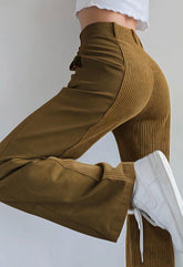 Pantalones holgados de pana Y2K de cintura alta