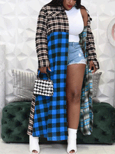 Camisas largas casuales de cuadros con patchwork