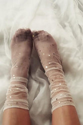 Calcetín de malla brillante