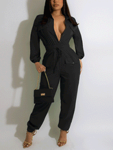 Mono liso de manga larga con cuello en V