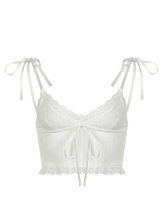 Top corto de tirantes con ribete de encaje