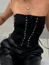 Top bandeau negro con cordones