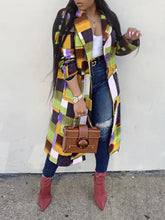 Abrigo de manga larga con estampado de bloques de color