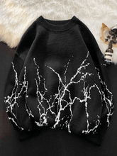 Suéter de punto de manga larga con jacquard vintage para hombre