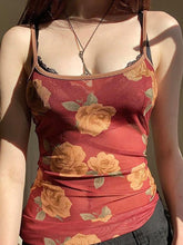 Top corto vintage de malla con estampado floral