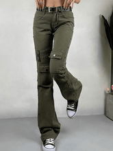 Metal Decor Washed Flare Jeans