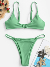 Geripptes Bikini-Set mit O-Ring