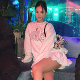 Print Long Sleeve Sweatshirt - White