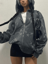 Sudadera con capucha y cremallera con estampado de estrellas