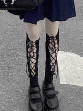 Preppy Style Lace Up Crew Socks