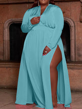 Einfarbiges Maxikleid mit hohem Schlitz