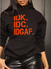 Letter Kangaroo Pocket Hooded Sweatshirt