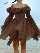 Ruffle Off Shoulder Long Sleeve Mini Dress