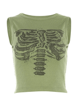 Top corto de tirantes con estampado de calavera