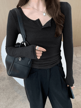 Solid Color Simple Long Sleeve Knit Top