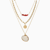 Collar de eslabones de cadena con colgantes bohemios navideños - Dorado