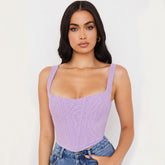 Trendy Strapshalter Square Neck Crop Korsett Top - Lila