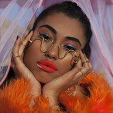 Gafas de media montura sin lentes onduladas en tono dorado único - Dorado