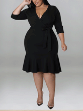 Ruffle Half Sleeve Belted Midi Dress