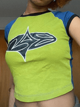 Camiseta de manga corta raglán con estampado abstracto vintage