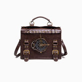 Bolso bandolera Time Fly Back con ribete de reloj - Café