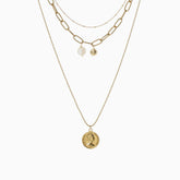 Collar con colgante de moneda Boho Weekend en capas - Dorado