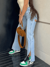 Vintage Split Distressed Ripped Jeans