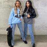 Vaqueros rectos de estilo vintage con abertura lateral y cintura alta - Azul oscuro