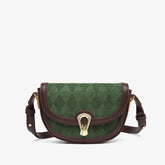 Bolso bandolera vintage de ante con estampado de rombos - Verde