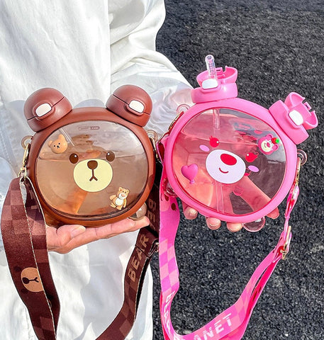 Botella pastel de oso de doble cara kawaii (750 ml)