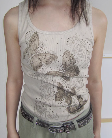 Butterfly Cutout Ribbed Tank Top