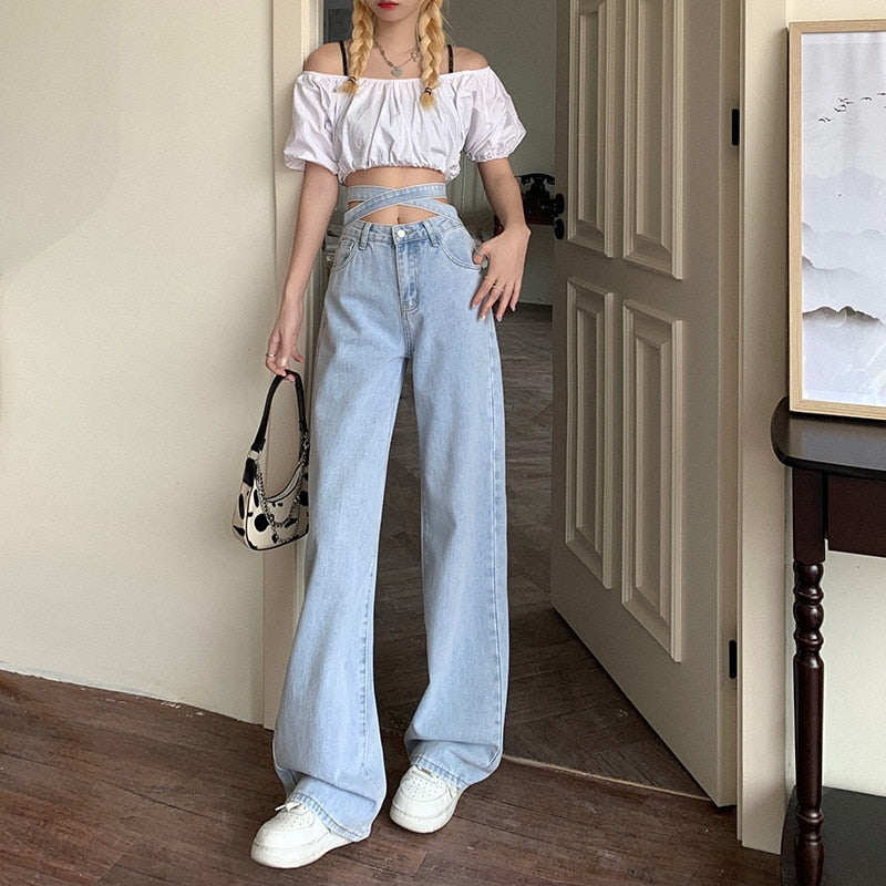 Denim Retro High Waist Pants