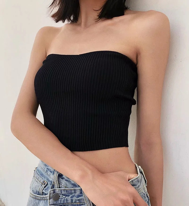 Solid Color Slim Inner Wear Bandeau Top