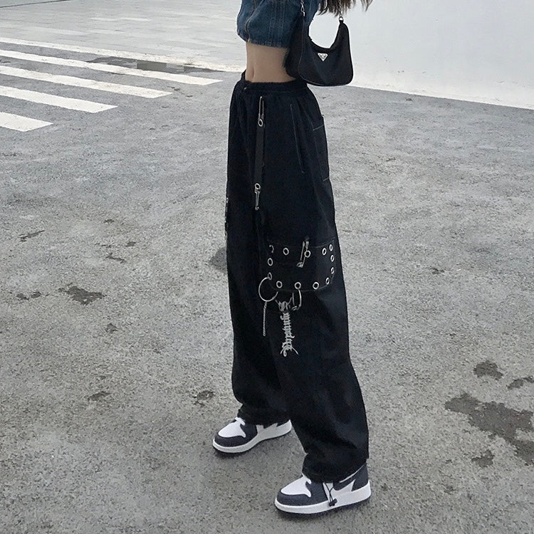 Black Chained Cargo Pants