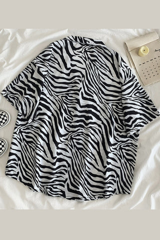 Zebra Pattern Casual Blouse Shirt