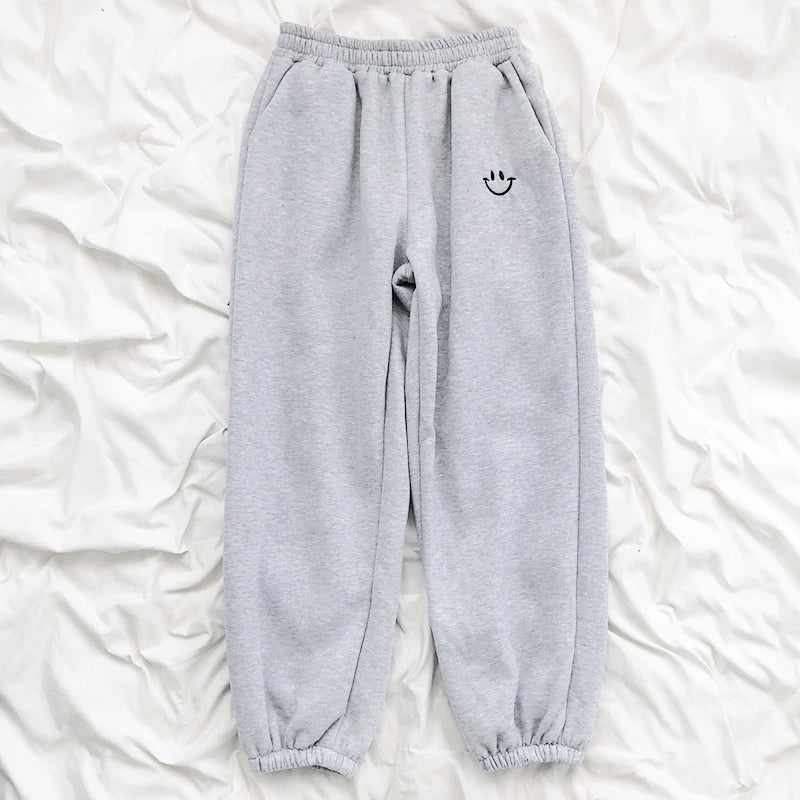 Smiley Face Embroidery Sweatpants