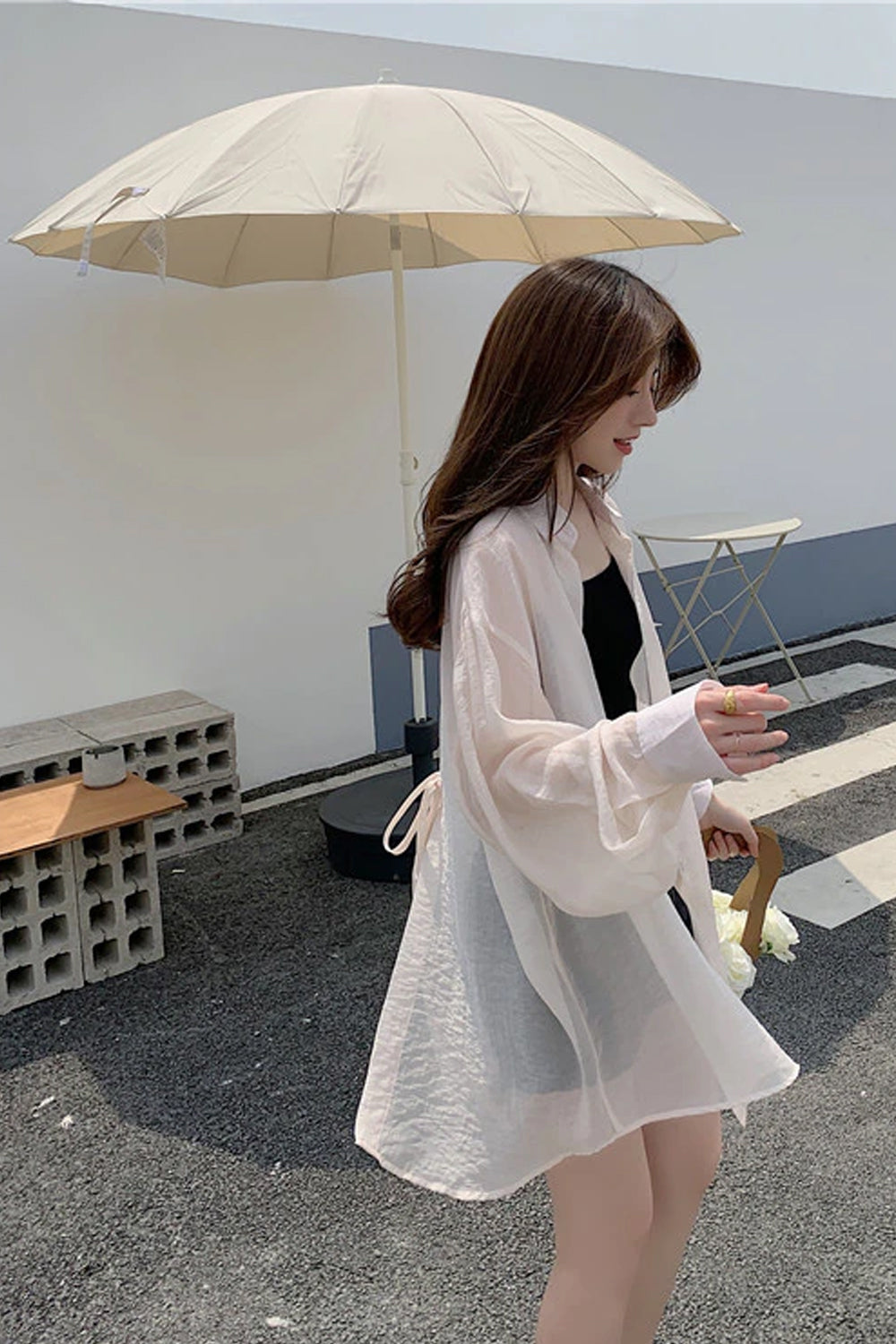 Vintage See Through Transparent Loose Shirt