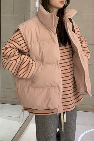 Long Sleeve Loose Pink Striped Shirt
