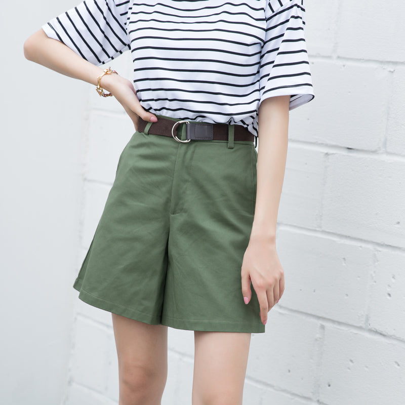 High Waist Wide Legs Basic Short Pants