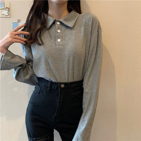Long Sleeve Knitted Elegant Shirt