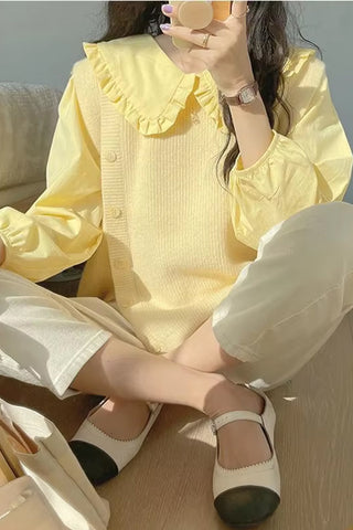 Long Sleeve Vintage Peter Pan Collar Blouse Shirt