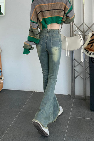 High Waist Retro Skinny Flare Jeans Pants